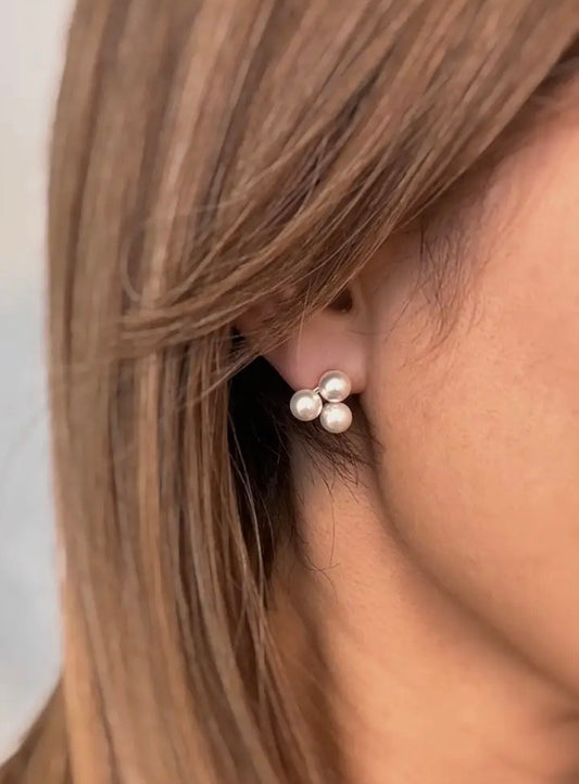 Pearl Trio Stud Earrings