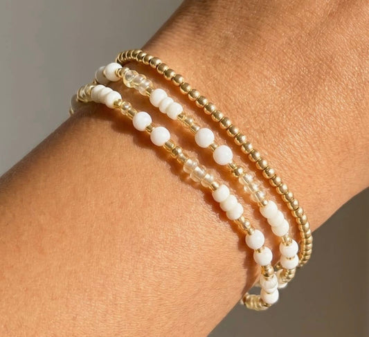 Shell Bead Stretchy Bracelet Set