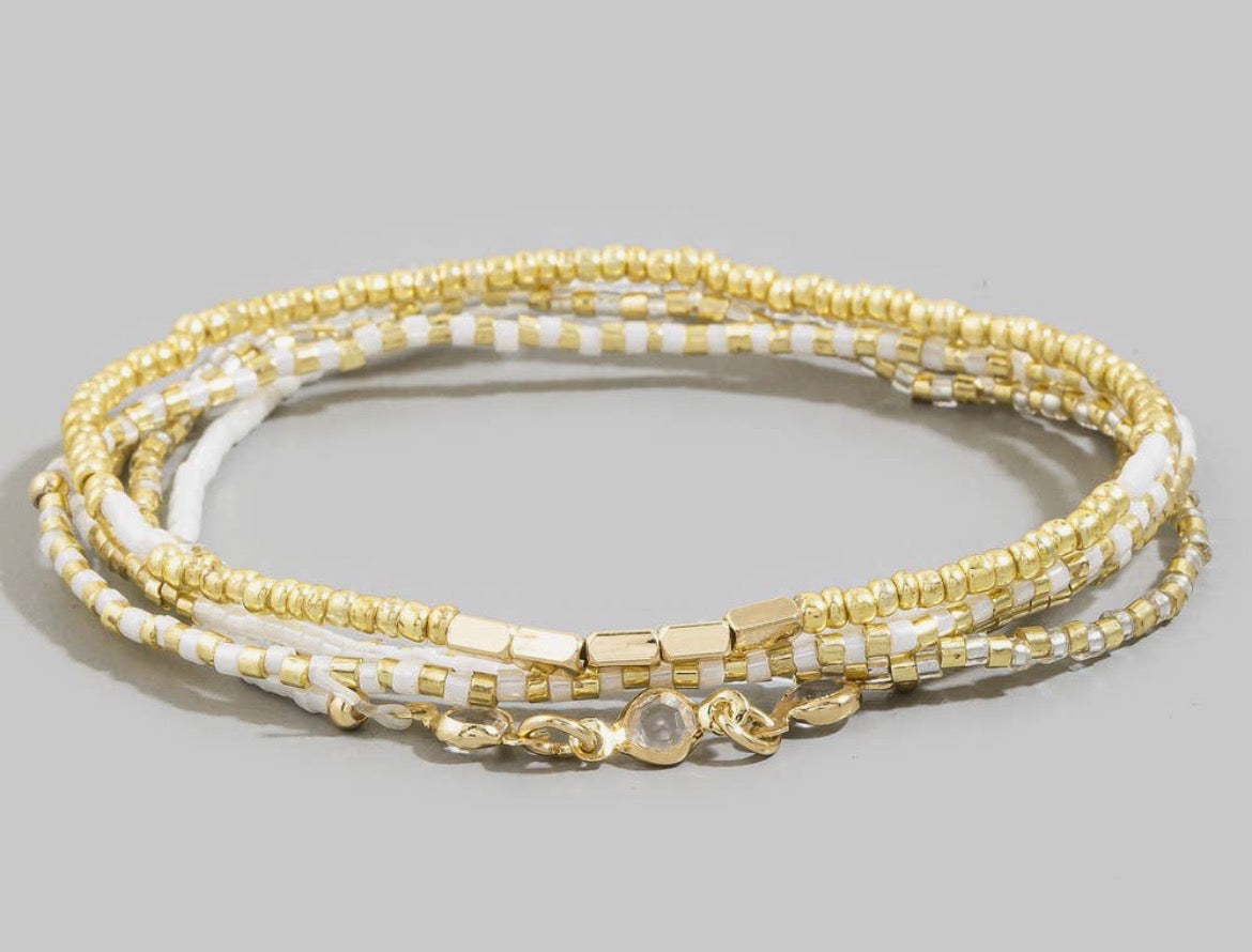 White Dainty Bracelet Set