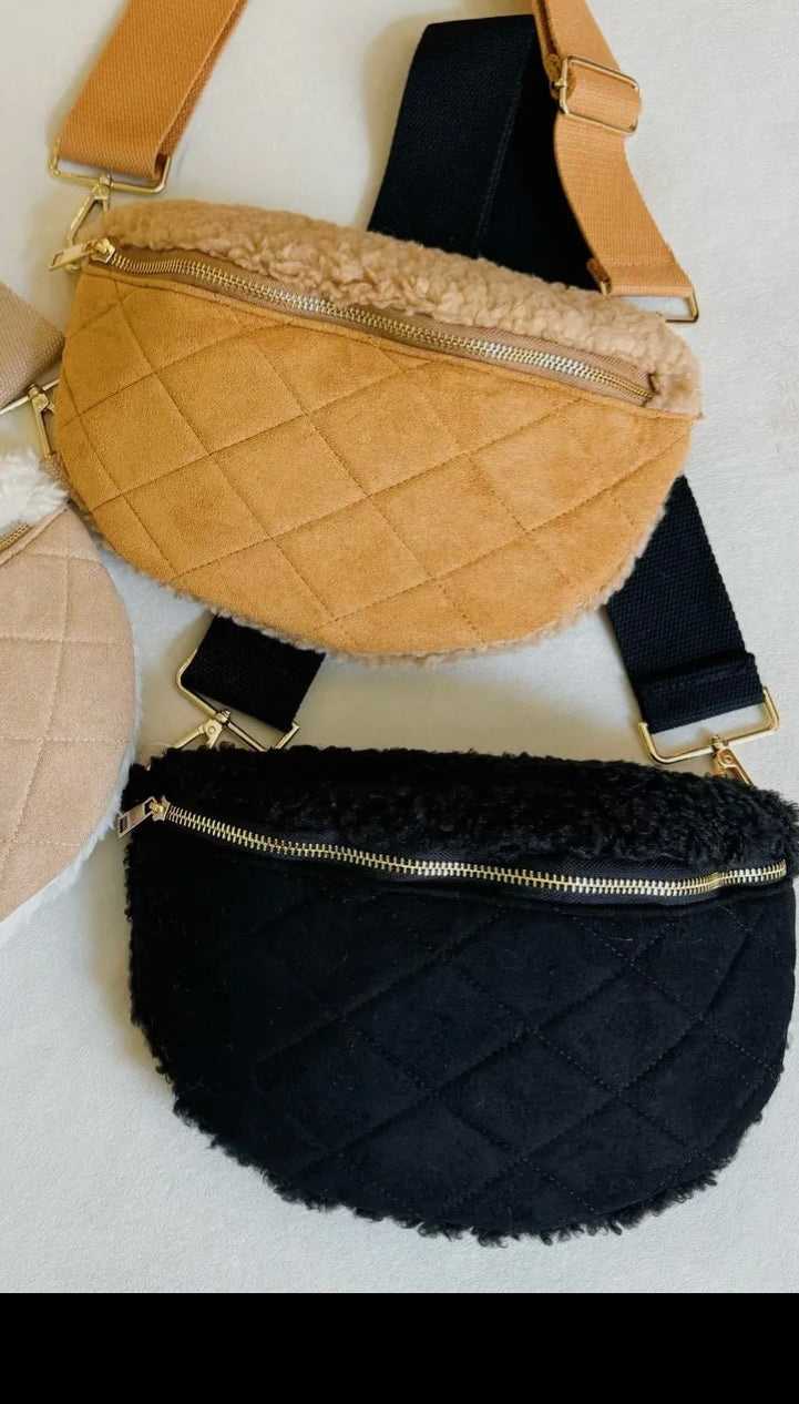 Fuzzy Quilted Luxe Sling Bag