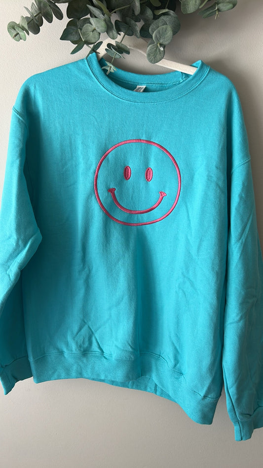 Smiley Embroidered Crewneck