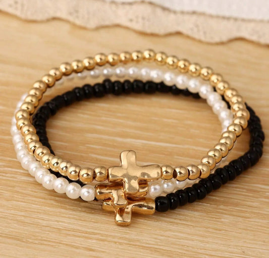 Cross Stretchy Bracelet Set