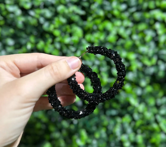 Black Glitter Hoops