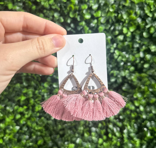 Tassel Earrings - Pink