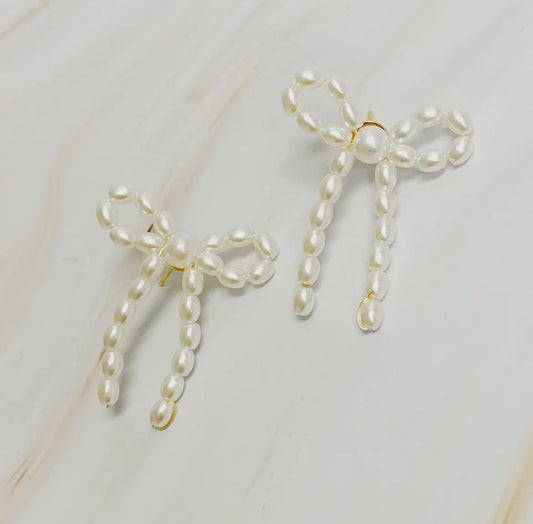Pearl Bow Earrings