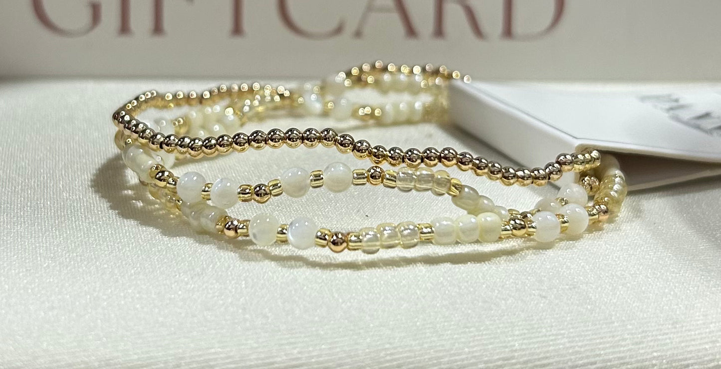 Shell Bead Stretchy Bracelet Set